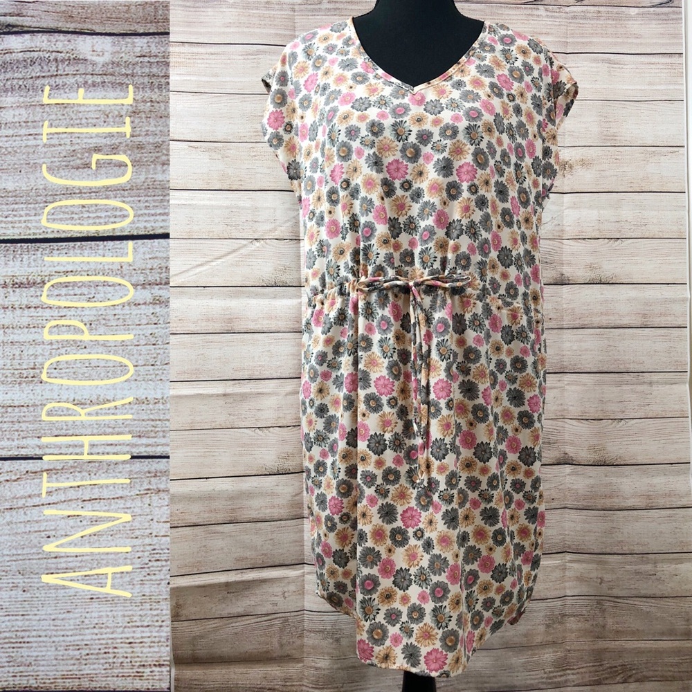 Anthropologie | Floral print drawstring dress